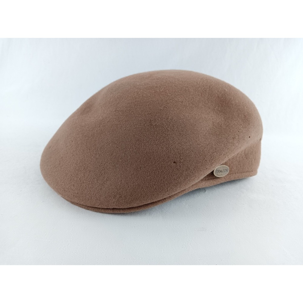 Panizza Flat Cap Mens 6 3/4 Brown Waterproof Wool Felt Made in Italy Hat